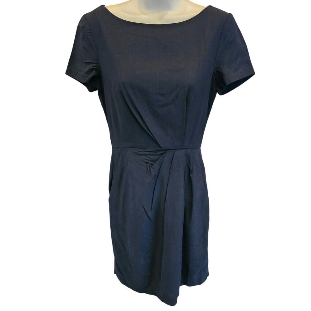 Theory little Black dress w/ pockets Balbina Drapey Wool Blend Dress 4 *FLAWS*